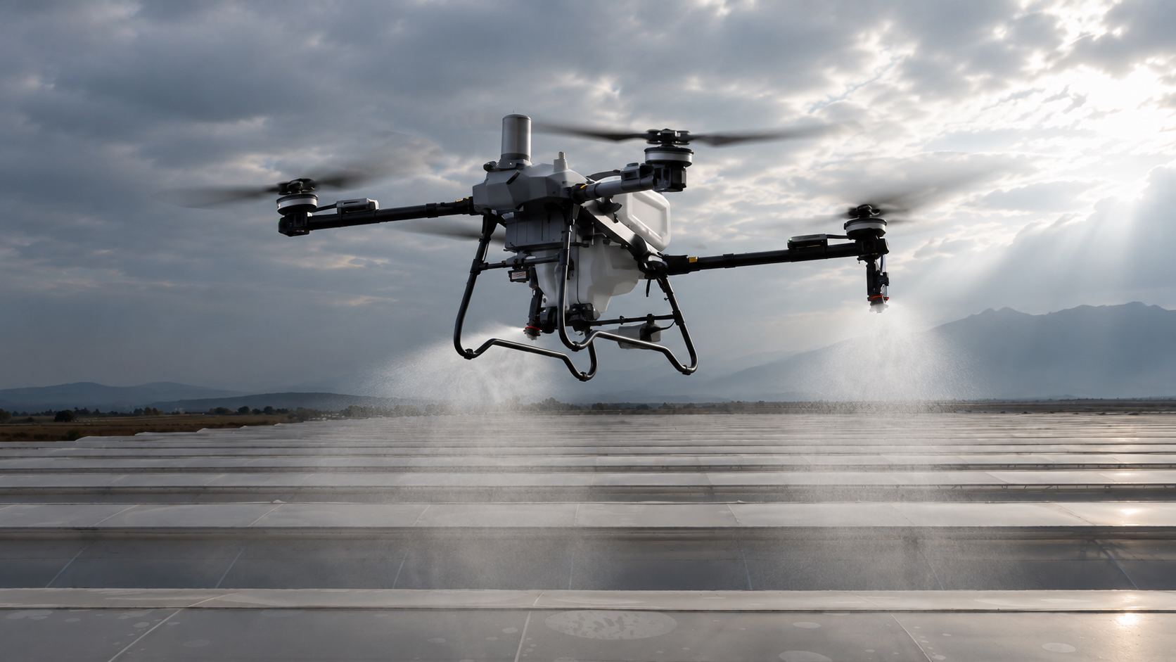 Drone BioStrato realizando una aplicación agrícola de precisión